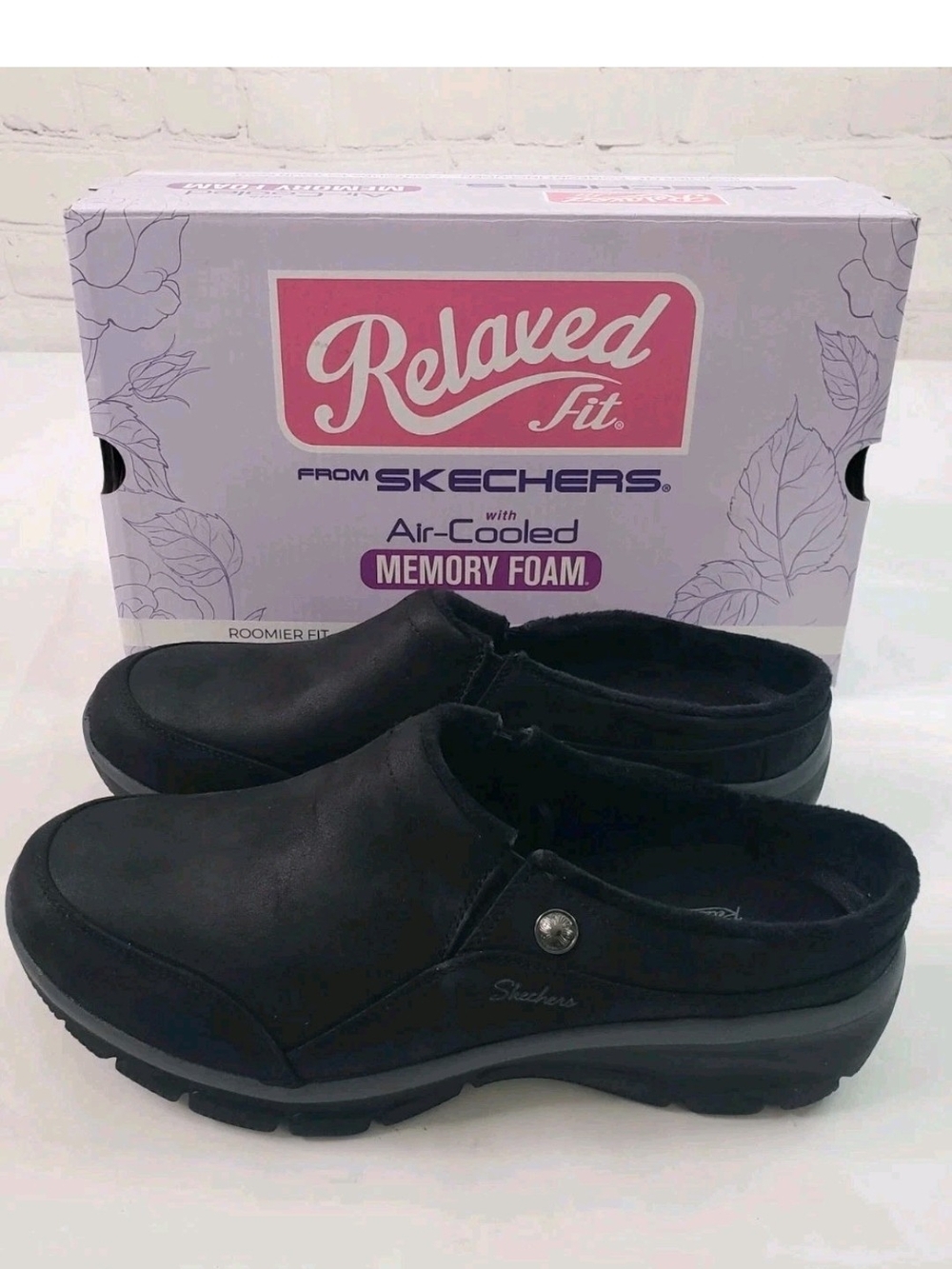 Skechers Relaxed Fit Black Slip-On Clog with Memory Foam Size 8.5